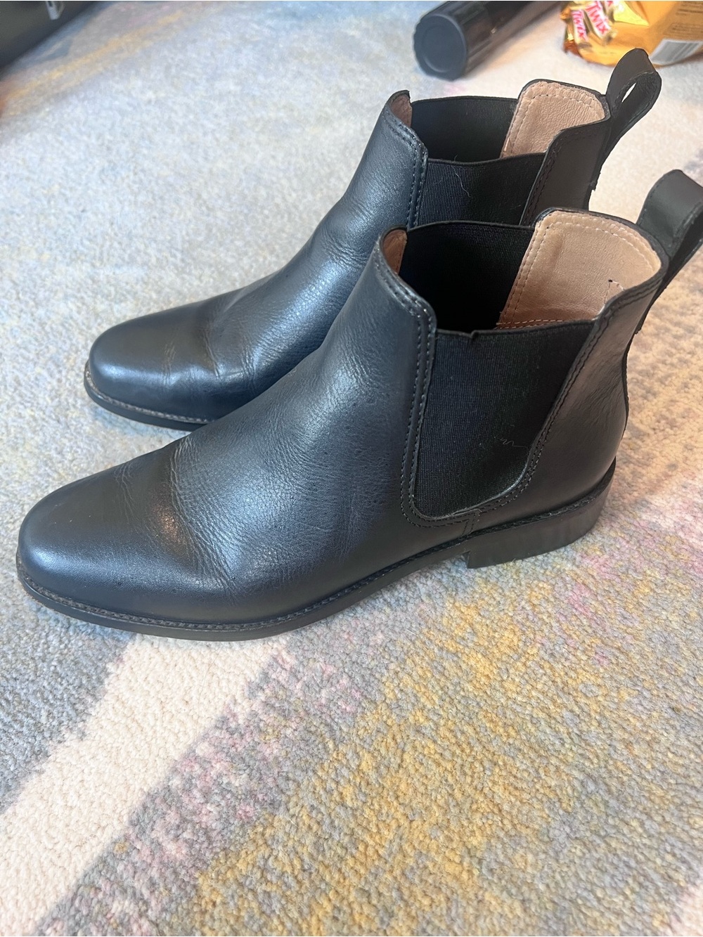 Madewell Black Leather Chelsea Ankle Boots
